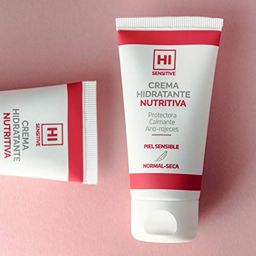 HI Sensitive | Crema Hidratante Nutritiva | Crema Facial Antioxidante y Calmante con Manteca de Karité | Hidratación Diaria para las Pieles Sensibles | Cara, Cuello y Escote