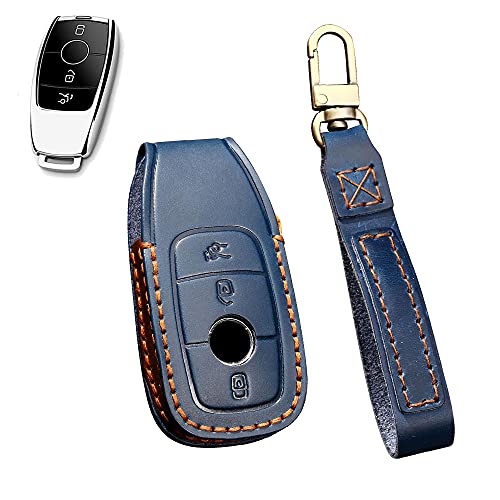 HIBEYO Funda de piel para llave de coche inteligente para Mercedes Benz E S Clase A CLA GLA GLE GLC GLK AMG