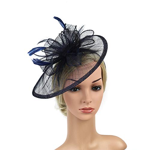 HIDOLL Diadema Fascinator Sombrero Pluma Semicircular Sombrero Tocado Banquete Novia Adornos para el Cabello (E1-VERDE)