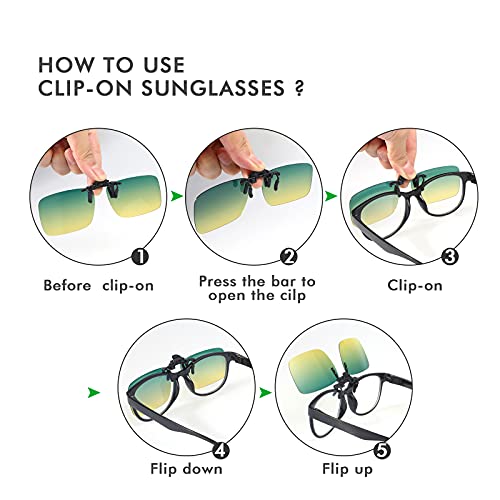 Hifot Clip Gafas de Sol polarizadas Lentes 4 Piezas, Flip up Gafas de Sol para Mujer Hombre, Suplementos de Sol para Gafas graduadas