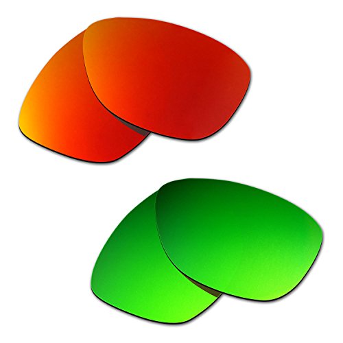 HKUCO Plus Mens Replacement Lenses For Oakley Jupiter Red/Emerald Green Sunglasses