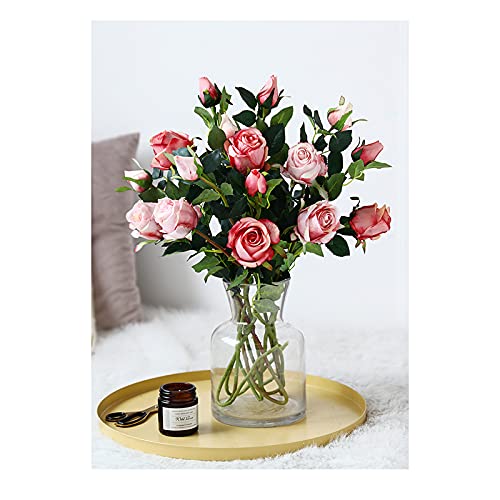 Hojas de Tallo de Rosa Artificial 20 Piezas de Hojas de Alambre de Flores Artesanales Hechas a Mano Para Arreglos Florales Tallos de Rosas Artificiales Tallo de Hojas Verdes Para Bricolaje