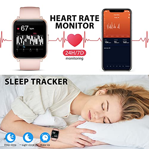 Holabuy Smartwatch,Reloj Inteligente con Pulsómetro,Monitor de Sueño,Calorías,18 Modos Reloj Deportivo,Pulsera Actividad Impermeable IP68 para Mujer Hombre Niños para Android iOS