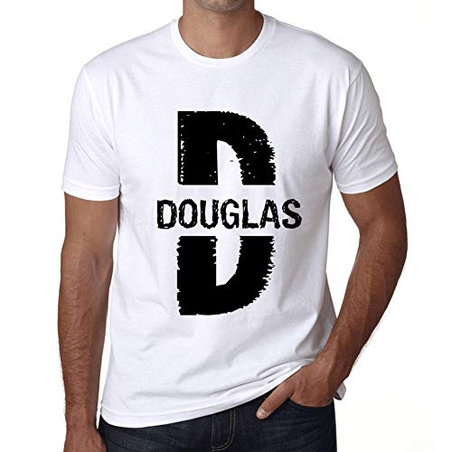 Hombre Camiseta Vintage T-Shirt Gráfico Letter D Countries and Cities Douglas Blanco