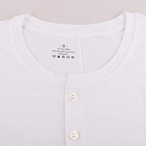 Hombres de Manga Corta Onesie Henley para Hombre Ramper de algodón elástico súper cómodo Blanco M