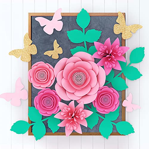 Houpoo 3D NO-DIY Paper Flowers Decoraciones (Juego de 10) Gran Tejido de Boda Flores Artificiales Centros de Mesa Cumpleaños Telón de Fondo Decoración de Pared de guardería Photobooth