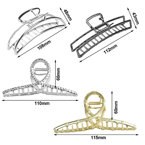 HQdeal 4 piezas Pinzas de Pelo para Mujer, Antideslizantes pinzas para el cabello, Hebillas de Pelo Garra de Pelo de Metal