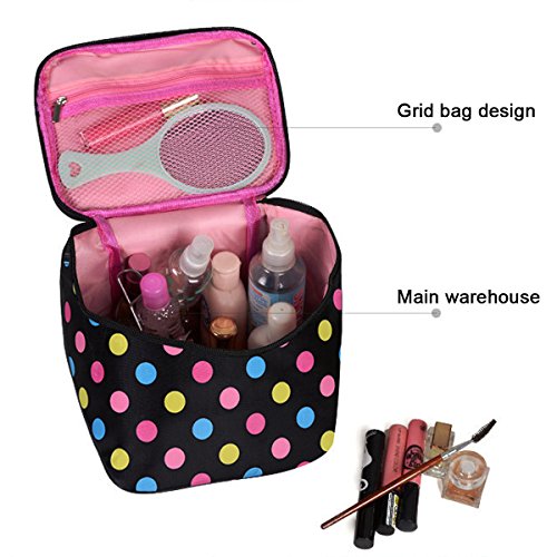 HQdeal Gran Capacidad de Viaje de Maquillaje Organizador de Almacenamiento Cosmético de la Bolsa de Trabajo Impermeable Para Las Mujeres - Negro