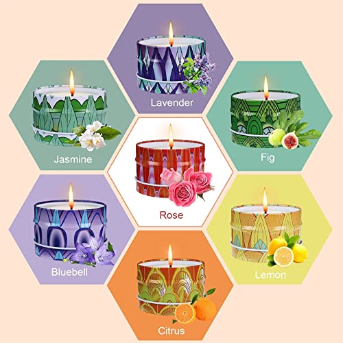 HSDJLXZ Vela Aromática,115g 7 Piezas Velas Aromaticas para Regalo,Velas Aromáticas,100% Soja Velas,Velas Decorativas,Regalos Para Amigas Originales,Ideas de Regalos para Mujer,Regalo de Reyes