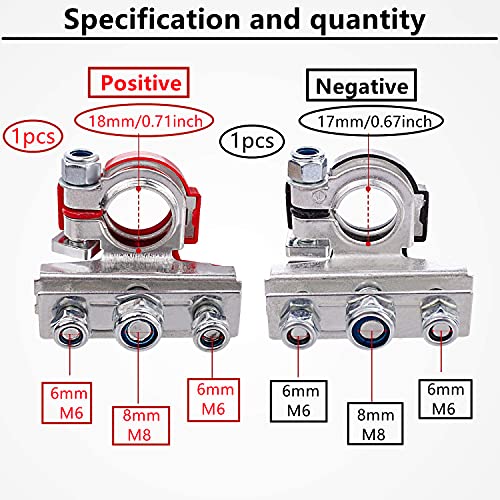 HUAZIZ 2 Piezas Terminal de Batería Positivos y Negativos,12V Bornes Bateria Coche de Ocio de 3 Vías, para Automóviles, Barcos, Camiones, Caravan, Motorhome