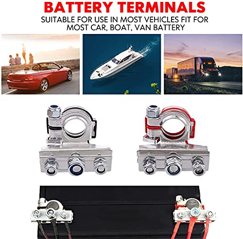 HUAZIZ 2 Piezas Terminal de Batería Positivos y Negativos,12V Bornes Bateria Coche de Ocio de 3 Vías, para Automóviles, Barcos, Camiones, Caravan, Motorhome