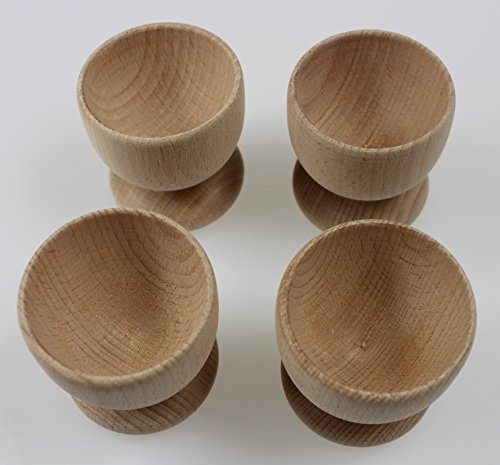 Hueveras de madera efo - Soporte para huevos cocidos de madera- Set de 4 hueveras de Pascua - Artesanía para niños - Juguete de Pascua