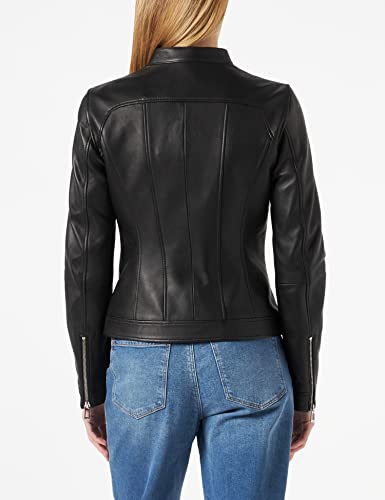 HUGO Ladias Chaqueta de Cuero, Negro1, XS para Mujer