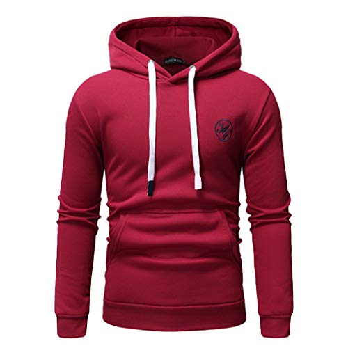 HULKY Sudaderas con Capucha Hombre Baratas, Hoodie Navidad Ropa Deportivo Hombres Tops Chandal Pullover Canguro Casual Sweatshirt Rebajas (Rojo C,M)