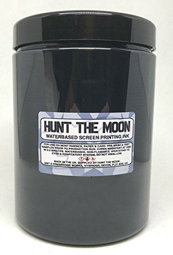 Hunt The Moon Tinta para serigrafía a base de agua, color negro azabache, 1000 ml