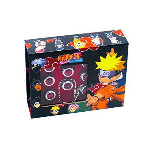 I3C Anime Naruto Ninja Uchiha Sharingan Anillo caleidoscopio ojos 10x Set con 1 cadena de perlas Cosplay Accesorios Colección para Unisex Niños