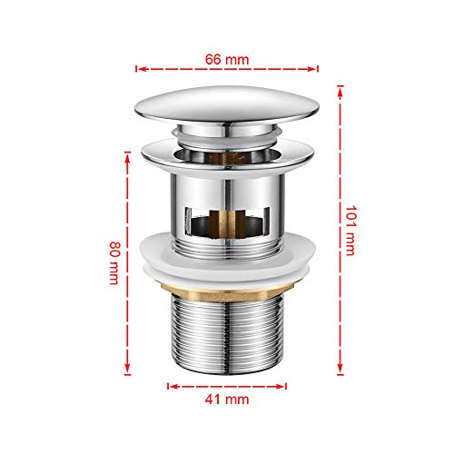 Ibergrif M20502 Click-Clack Desagüe Lavabo Universal con Rebosadero, Válvula Tapon para Bidés, Plata, M