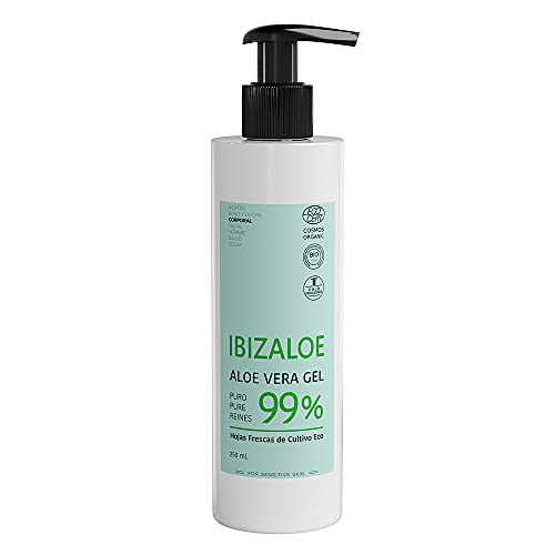 IBIZALOE Gel de Aloe Vera Puro 99% 250 ml. Aporta suavidad y frescura, repara y regenera el tejido. Elaborado en la propia planta de Ibizaloe. Cultivo Ecológico.