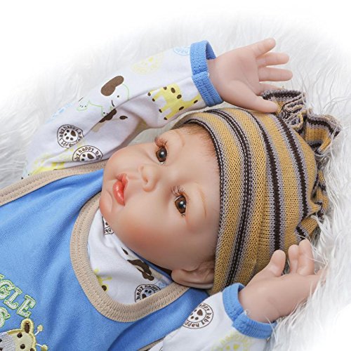 iCradle Muñecas 22Inch 55cm Simulación Reborn Baby Girl Muñecas Spleeping Vinilo de Silicona Suave Bebe Reborn Girl Doll Juguetes para niños