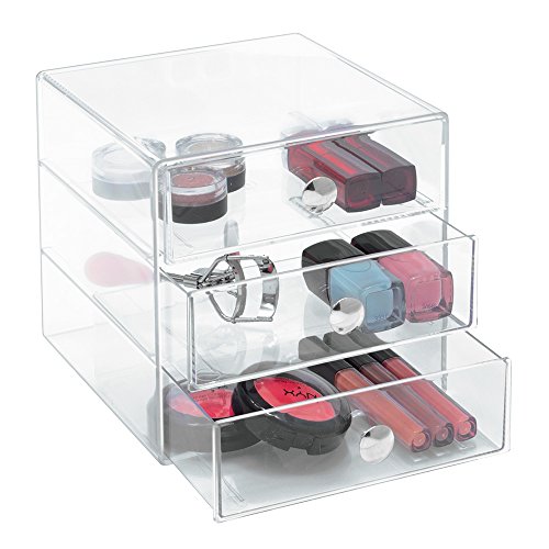 iDesign - Organizadores de 3 Cajones para Almacenamiento, 16.51x16.51x16.51 cm, Paquete de 4 unidades