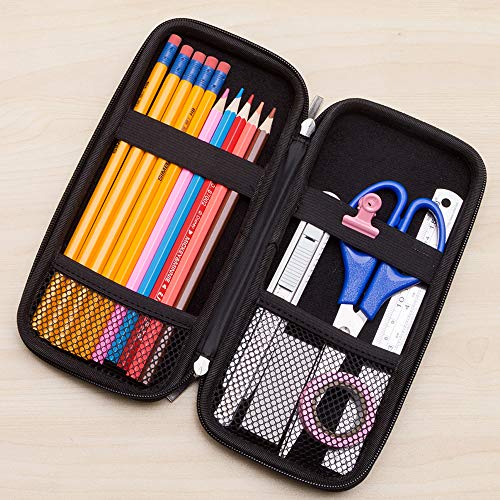 iDream365 Upgraded Hard Pencil Case Box for Audlts,Durable Pen Carrying Case with Zipper-Black …