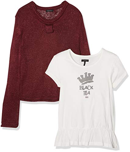 IKKS Pull 2 en 1 Avec Nœud Fantaisie Jersey, Rojo (Lie de Vino 3), 5 años para Niños