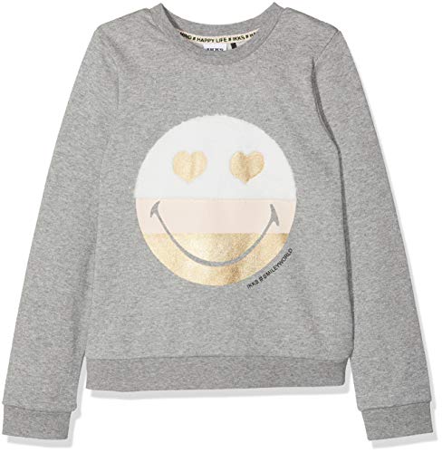 IKKS Sweat Smiley Sudadera, Gris (Gris chiné foncé 23), 10 años (Tallas De Fabricante: 10A) para Niñas