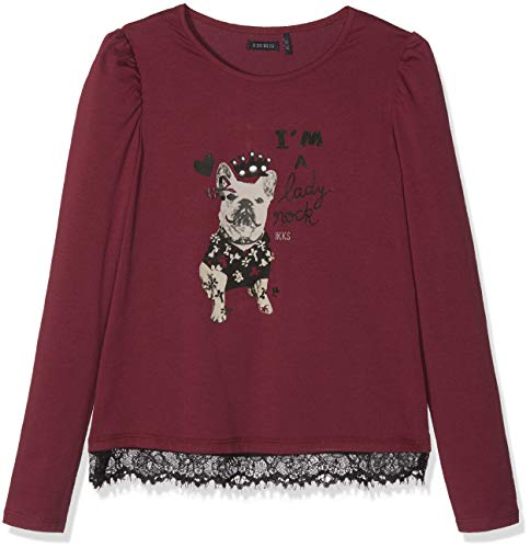 IKKS T-Shirt Chien Avec Dentelle Camiseta, Rojo (Lie de Vino 3), 14 Años para Niños