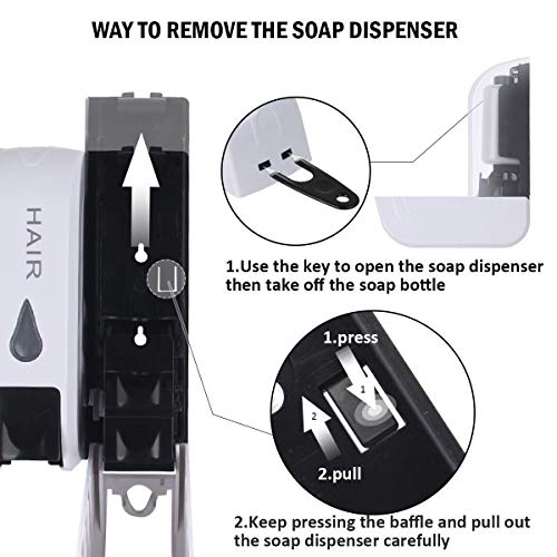 ILIKEPOW 3 dispensadores de jabón para gel de ducha, champú, acondicionador, soporte de pared, para cocina, hogar, hotel, negro