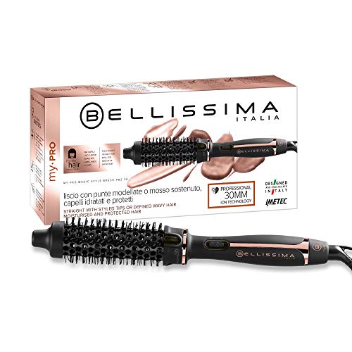 Imetec Bellissima Cepillo Térmico My Pro Magic Style Brush P2 30, cabello liso de efecto natural u ondulado duradero, 30 mm de diámetro, tecnología de iones, revestimiento cerámico, multivoltaje