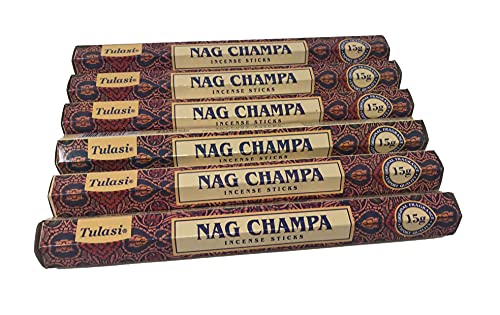 Incienso Aromático Nag Champa Natural, Incienso Natural Aromaterapia, Barras de Incienso, Caja 6 Paquetes de 20 Unidades c.u., Gran Duración