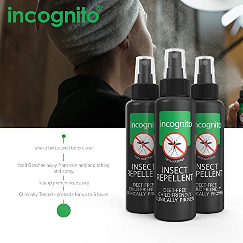 Incognito Spray Repelente de Mosquitos 100% Natural - 100 ml (paquete de 3)