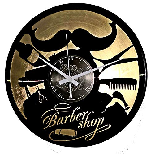 Instant Karma Clocks - Reloj de Pared de Vinilo LP 33 RPM instantáneo Karma Idea Regalo Vintage peluquería salón Belleza barbería Shop (Oro), silencioso