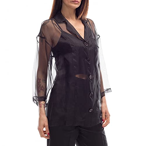 ISABELLE BLANCHE Camisa de seda negra Negro S