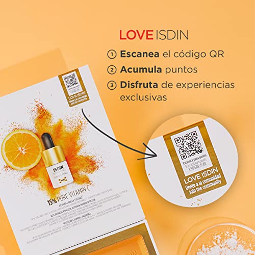 ISDIN Isdinceutics Flavo-C Forte, Sérum Facial Antioxidante con un 15% de Vitamina C Pura y Fresca, Vitamina E y Ácido Hialurónico, 3 Unidades