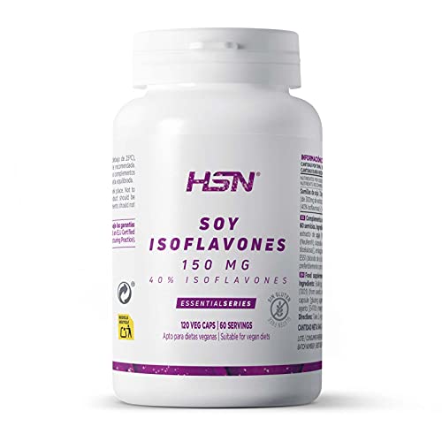 Isoflavonas de Soja de HSN | 150mg 40% Isoflavonas | Suministro para 2 Meses | Combate los Síntomas de la Menopausia: Bochornos, Sofocos | Vegano, Sin Gluten, Sin Lactosa, 120 Cápsulas Vegetales