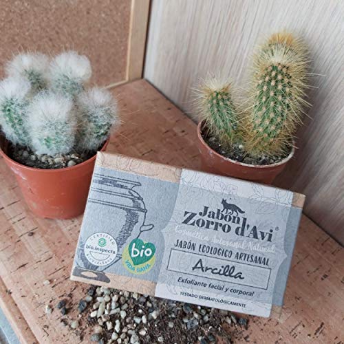 Jabón Zorro D’Avi | Jabón Natural Ecológico de Arcilla | 120 gr | Exfoliante para Pieles Grasas | Jabón Biodegradable Zero Waste | Jabón Corporal, Facial y Capilar | Fabricado en España