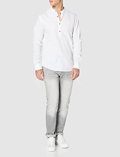 Jack & Jones Jprblasummer-Camiseta de Manga Corta (Talla L/S) Larga, Blanco/Ajuste: Slim fit, M para Hombre