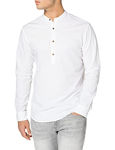 Jack & Jones Jprblasummer-Camiseta de Manga Corta (Talla L/S) Larga, Blanco/Ajuste: Slim fit, M para Hombre