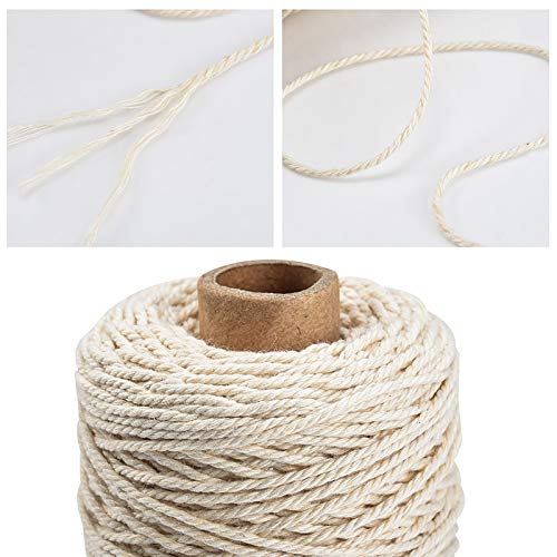 Jalan 200 m x 1 mm Cuerda de Algodón Macramé para Colgar Plantas, Dream Catcher, DIY Craft Knitting, Suave Cordel de algodón 100% Natural