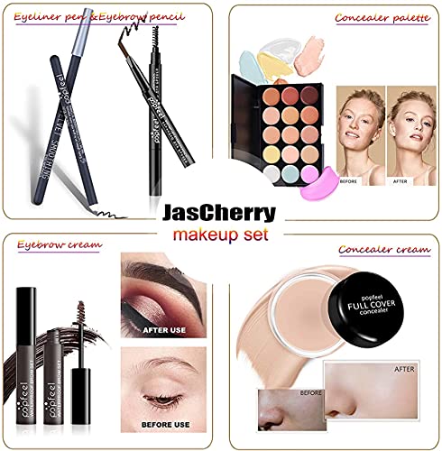 JasCherry 30 Piezas Todo en uno Juego de Maquillaje Completo Set Mujeres Estuche de Maquillaje Paleta Vacaciones Kit - Cosmético de Belleza Juego de Regalos pour Cara y Labio Make-up #10