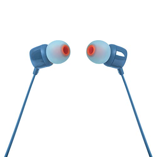 JBL T110 Auriculares In Ear con Pure Bass - Con manejo de un solo botón y micrófono, color azul