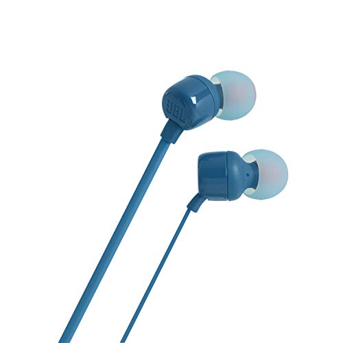 JBL T110 Auriculares In Ear con Pure Bass - Con manejo de un solo botón y micrófono, color azul