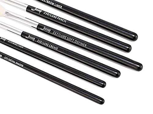 Jessup 6pcs Cepillo De Ojos Conjunto De Eyeliner Pesta?as Ahumadas Sombra De Ojos L¨¢piz Hecho A Mano De Fibra De Maquillaje De Pelo Set Y Kit Negro/Plata T181