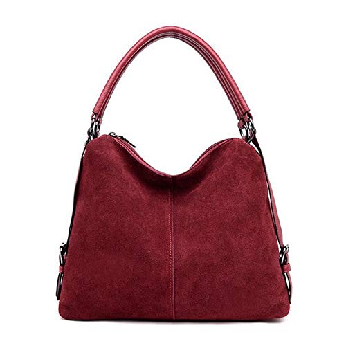 JIYANANDPSTB Bolso Mujer Cuero Genuino de Gamuza de Las Mujeres Nuevo diseño de la Bolsa de Hombro Grande de Las Mujeres de Las Mujeres Compras Casual Wallet (Color : A)