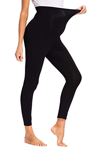 JMITHA Leggings para Premamá Largos Algodón Super Cómodas Polainas de Maternidad Ropa Deporte Embarazo Pantalones Mujer Delgada (Negro, M)