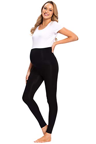 JMITHA Leggings para Premamá Largos Algodón Super Cómodas Polainas de Maternidad Ropa Deporte Embarazo Pantalones Mujer Delgada (Negro, M)