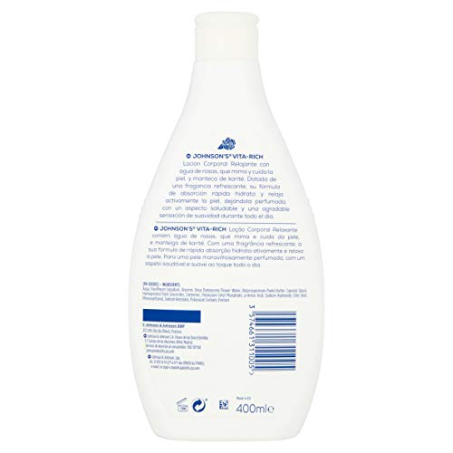 Johnson & Johnson Loción Agua Rosas Reconfortante - 400 ml