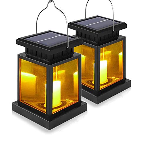 Juego de 2 farolillos solares LED con vela LED, blanco cálido, incluye batería – 2 vasos en juego de lámpara solar para jardín (2 farolillos con vela LED)