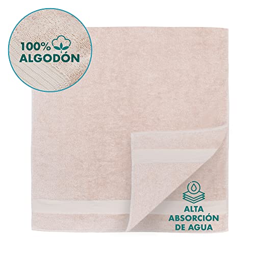 Juego de 4 Toallas de Manos y 2 Toallas de Baño, de 100% Algodón, Sin Productos Químicos - Certificado Oeko Tex - Muy Absorbente Casa, Cuarto de Baño, Centro Deportivo, Gimnasio, Piscina